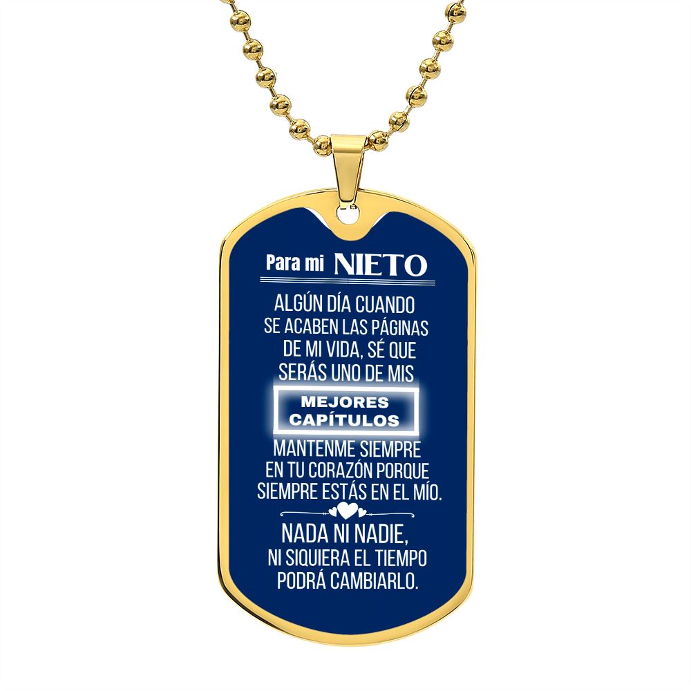 Para mi Nieto - Collar cadena Militar fondo Azul Jewelry/Dogtag ShineOn Fulfillment Cadena Militar (Dorado) No 