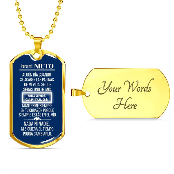 Para mi Nieto - Collar cadena Militar fondo Azul Jewelry ShineOn Fulfillment Military Chain (Gold) Yes 
