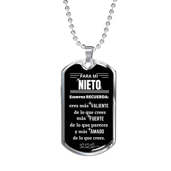 Para Mi Nieto - Collar Placa Militar Jewelry ShineOn Fulfillment Military Chain (Silver) No 