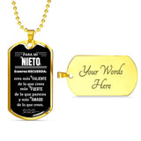 Para Mi Nieto - Collar Placa Militar Jewelry ShineOn Fulfillment Military Chain (Gold) Yes 