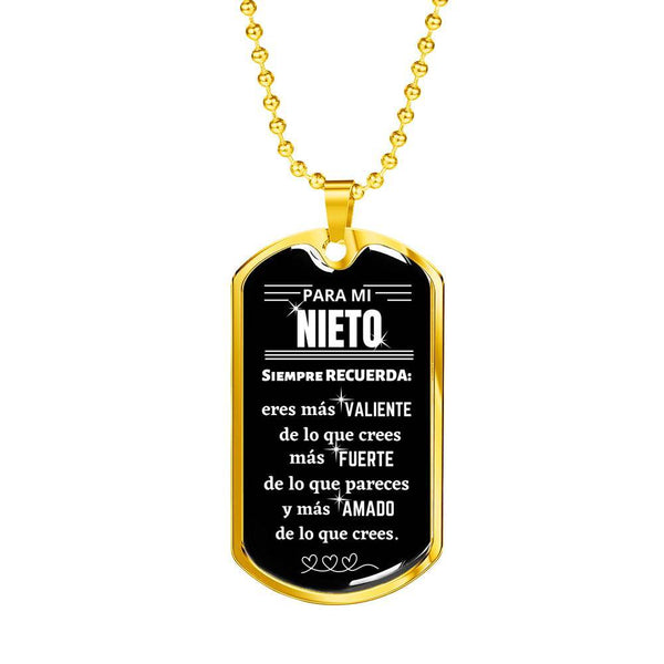 Para Mi Nieto - Collar Placa Militar Jewelry ShineOn Fulfillment Military Chain (Gold) No 