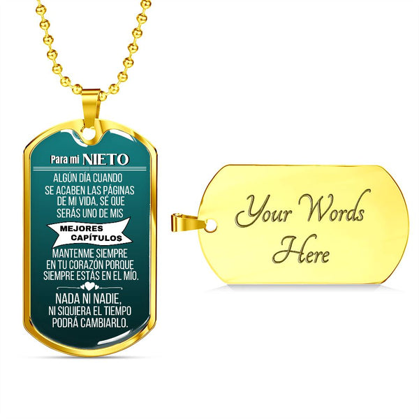 Para mi Nieto - Los Mejores Capítulos - Cadena militar Fondo verde Jewelry ShineOn Fulfillment Military Chain (Gold) Yes 