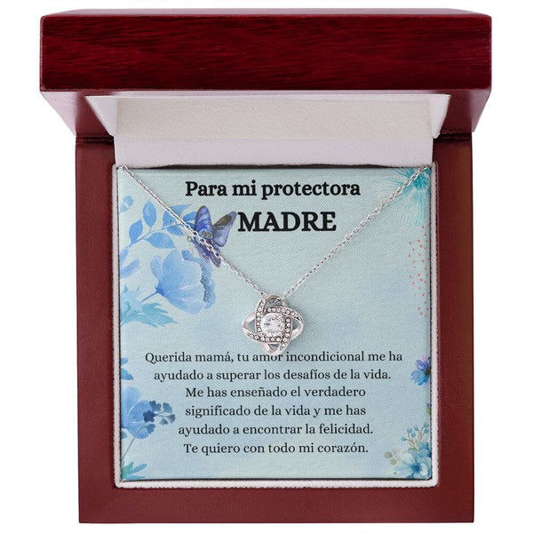 Para mi Protectora Madre - Collar Love Knot Nudo de amor - Para Mamá Jewelry/LoveKnot Acabado en oro blanco de 14 k Luxury Box 