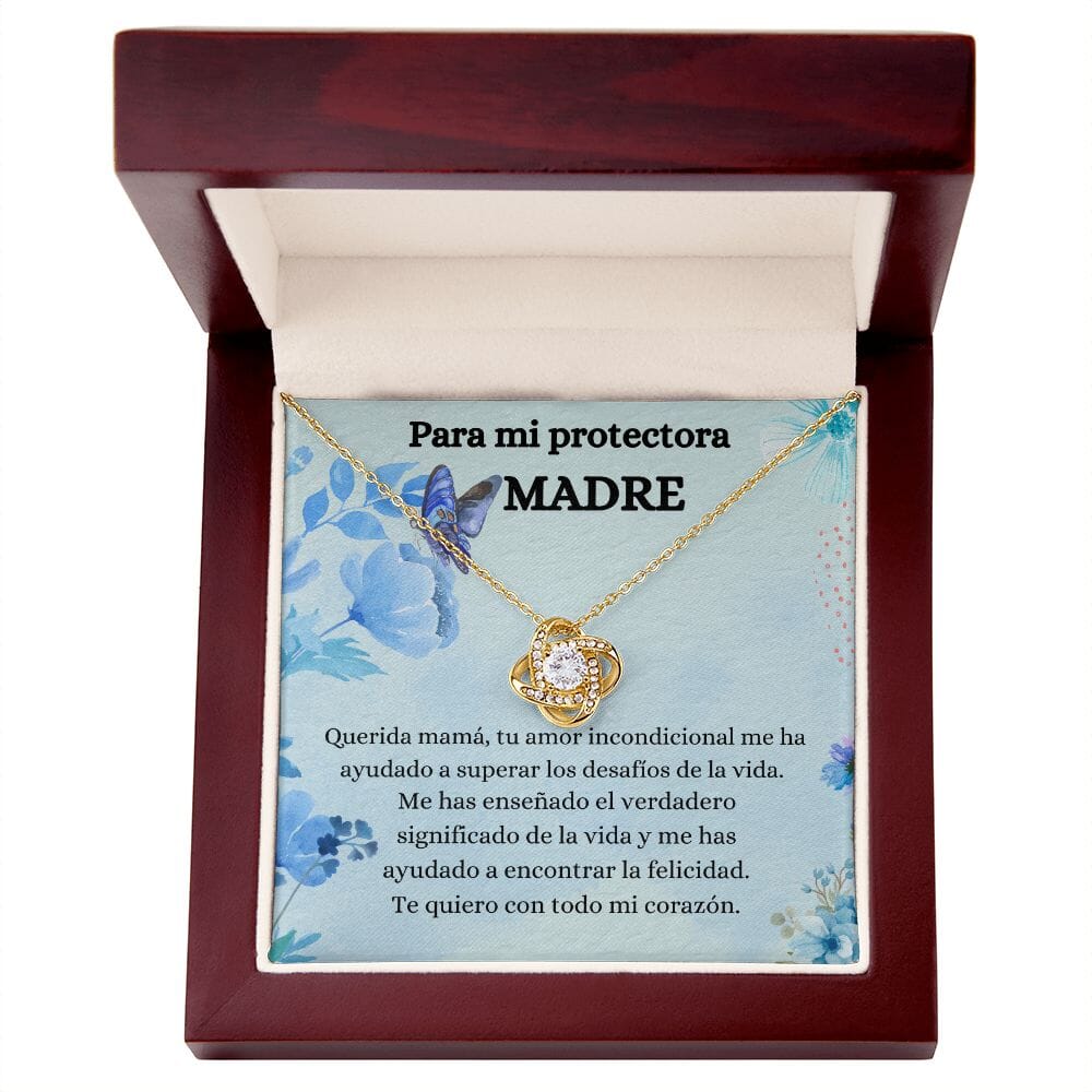 Para mi Protectora Madre - Collar Love Knot Nudo de amor - Para Mamá Jewelry/LoveKnot Acabado en Oro Amarillo de 18 quilates. Luxury Box 