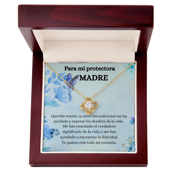 Para mi Protectora Madre - Collar Love Knot Nudo de amor - Para Mamá Jewelry/LoveKnot Acabado en Oro Amarillo de 18 quilates. Luxury Box 