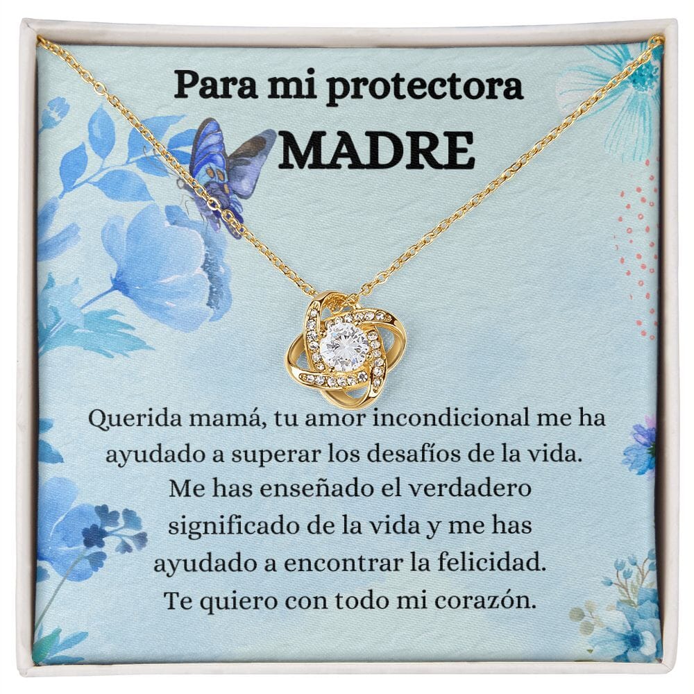 Para mi Protectora Madre - Collar Love Knot Nudo de amor - Para Mamá Jewelry/LoveKnot Acabado en Oro Amarillo de 18 quilates. Standard Box 