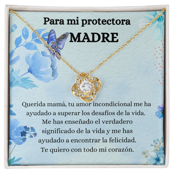 Para mi Protectora Madre - Collar Love Knot Nudo de amor - Para Mamá Jewelry/LoveKnot Acabado en Oro Amarillo de 18 quilates. Standard Box 