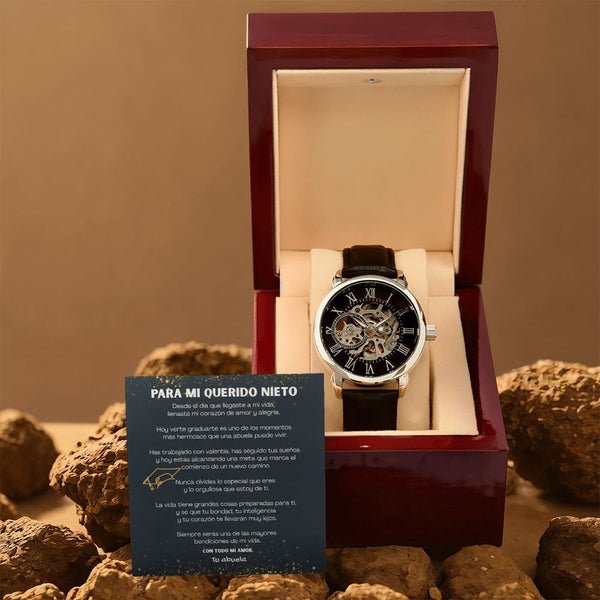 Para Mi Querido Nieto – Reloj de Graduación con Mensaje de Abuela | Un Regalo para Recordarte lo Orgullosa que Estoy de Ti Jewelry/Watch 