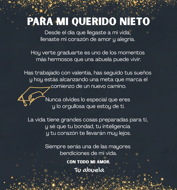 Para Mi Querido Nieto – Reloj de Graduación con Mensaje de Abuela | Un Regalo para Recordarte lo Orgullosa que Estoy de Ti Jewelry/Watch 