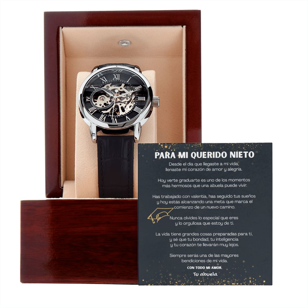 Para Mi Querido Nieto – Reloj de Graduación con Mensaje de Abuela | Un Regalo para Recordarte lo Orgullosa que Estoy de Ti Jewelry/Watch 