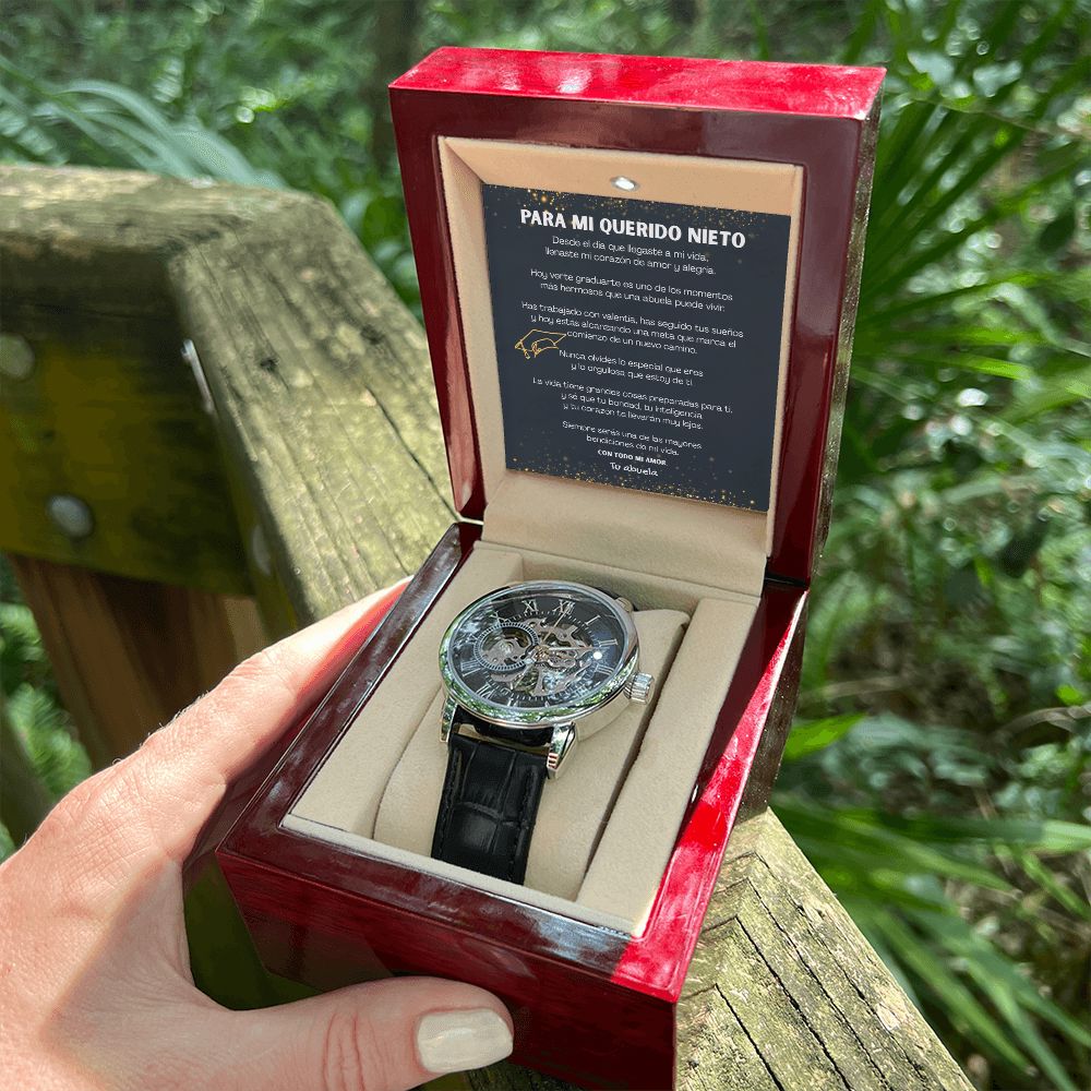 Para Mi Querido Nieto – Reloj de Graduación con Mensaje de Abuela | Un Regalo para Recordarte lo Orgullosa que Estoy de Ti Jewelry/Watch 
