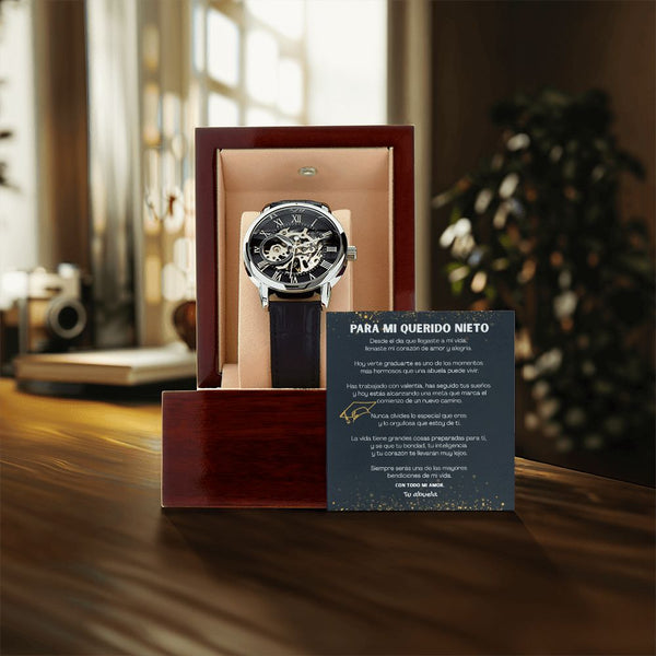Para Mi Querido Nieto – Reloj de Graduación con Mensaje de Abuela | Un Regalo para Recordarte lo Orgullosa que Estoy de Ti Jewelry/Watch 