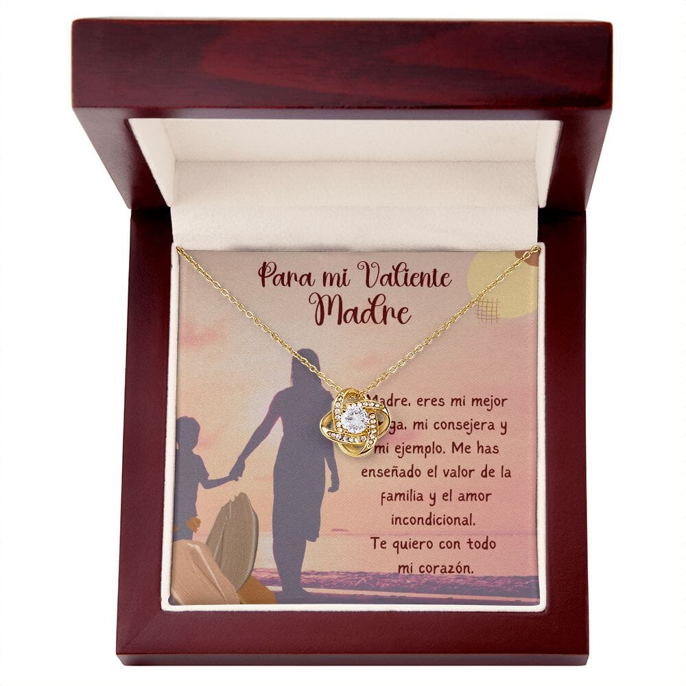 Para mi Valiente Mamá - Collar Love Knot - Nudo de amor para Mamá Jewelry/LoveKnot Acabado en Oro Amarillo de 18 quilates. Luxury Box 