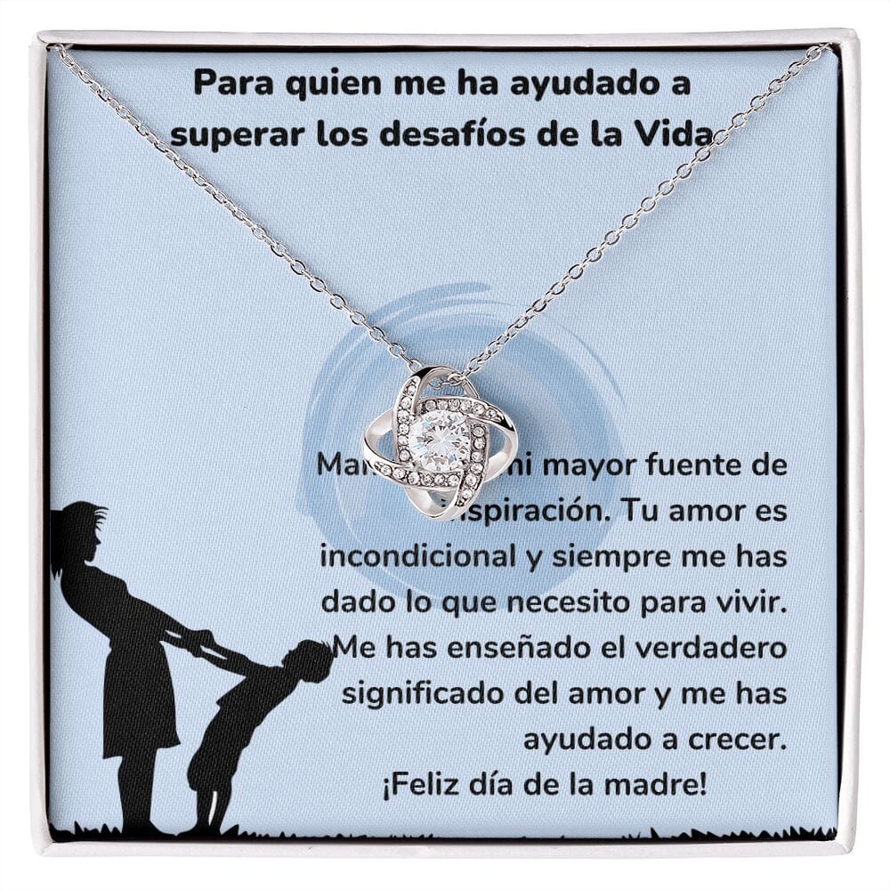 Para quien me ha ayudado a superar los desafíos de la Vida - Collar Para Mamá Nudo de Amor (LoveKnot) Jewelry ShineOn Fulfillment Acabado en oro blanco de 14 k Cajita Estándar (GRATIS) 