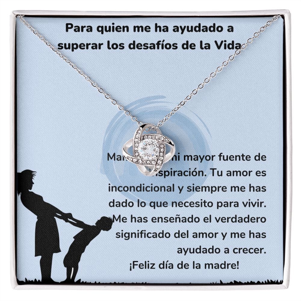 Para quien me ha ayudado a superar los desafíos de la Vida - Collar Para Mamá Nudo de Amor (LoveKnot) Jewelry/LoveKnot Acabado en oro blanco de 14 k Cajita Estándar (GRATIS) 