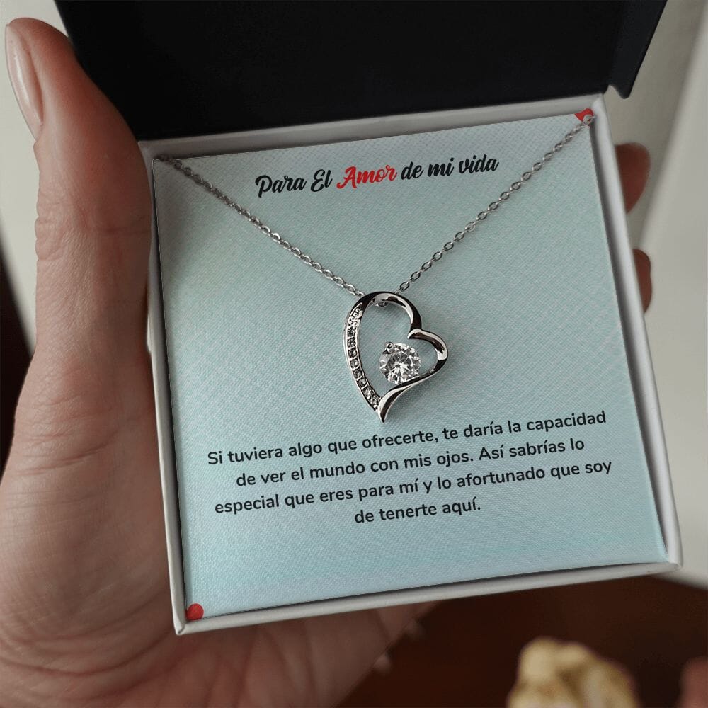 Para Siempre Amor - Regalo de Amor con Collar Jewelry Acabado en oro blanco de 14 k Cajita Estandard (Gratis) 