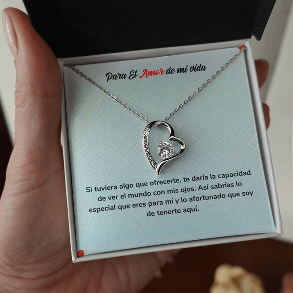 Para Siempre Amor - Regalo de Amor con Collar Jewelry Acabado en oro blanco de 14 k Cajita Estandard (Gratis) 