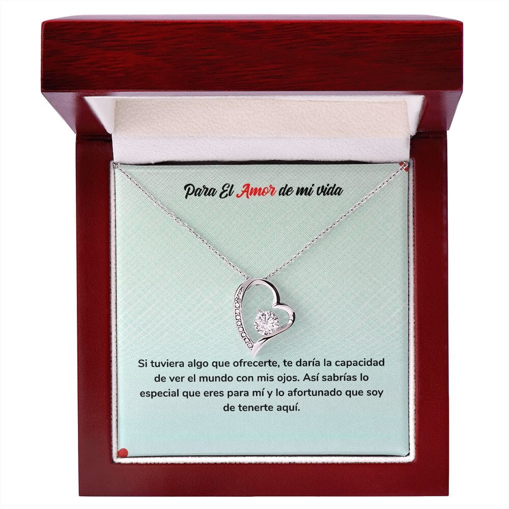 Para Siempre Amor - Regalo de Amor con Collar Jewelry ShineOn Fulfillment Acabado en oro blanco de 14 k Cajita de Lujo con Luz Led 