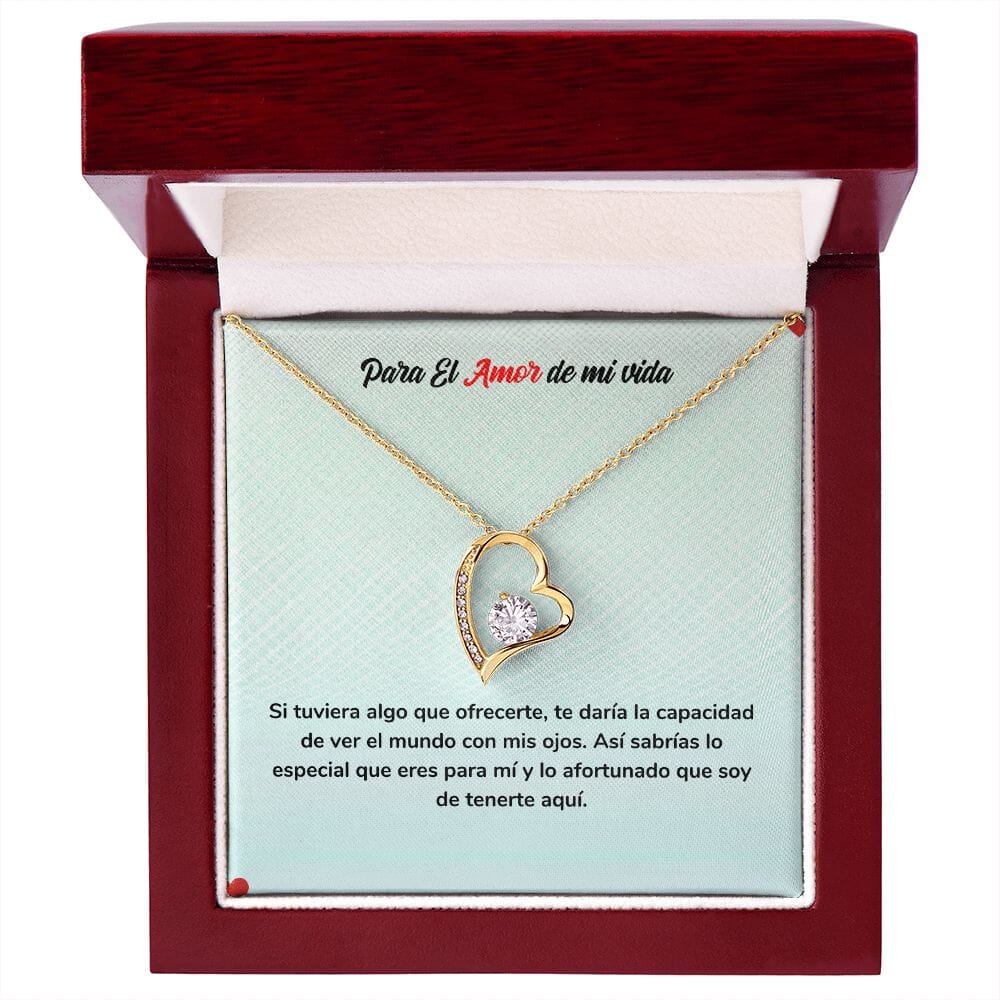 Para Siempre Amor - Regalo de Amor con Collar Jewelry ShineOn Fulfillment Acabado en Oro Amarillo de 18 quilates. Cajita de Lujo con Luz Led 