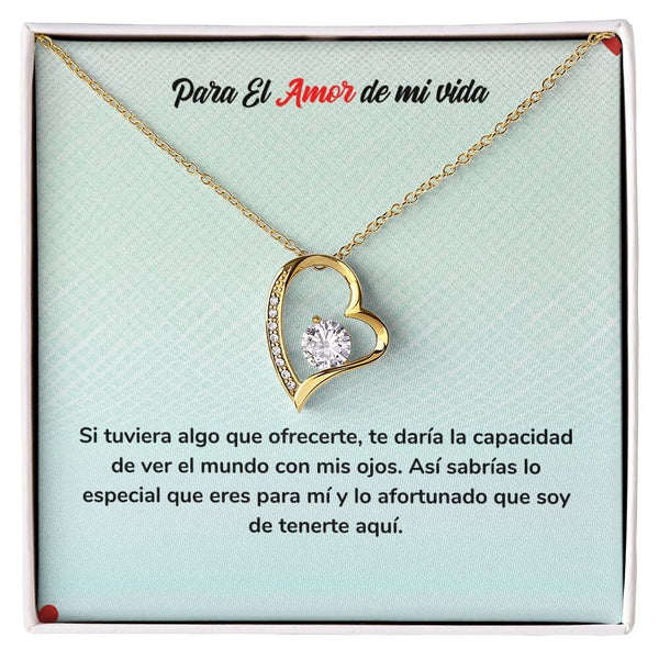 Para Siempre Amor - Regalo de Amor con Collar Jewelry Acabado en Oro Amarillo de 18 quilates. Cajita Estandard (Gratis) 