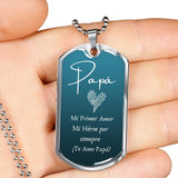 Placa de regalo para papá - Cadena militar - fondo turqueza Jewelry ShineOn Fulfillment 