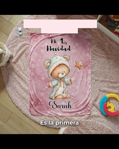 🎀 Manta Personalizada “Mi 1ra Navidad” – Especial para Bebé Niña