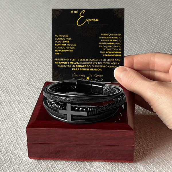 Pulsera de Cuero Cruzada para Hombre (Esposo): Un Regalo de Amor y Elegancia Jewelry/bracelet 