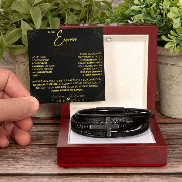 Pulsera de Cuero Cruzada para Hombre (Esposo): Un Regalo de Amor y Elegancia Jewelry/bracelet ShineOn Fulfillment 