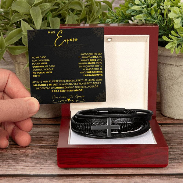Pulsera de Cuero Cruzada para Hombre (Esposo): Un Regalo de Amor y Elegancia Jewelry/bracelet 