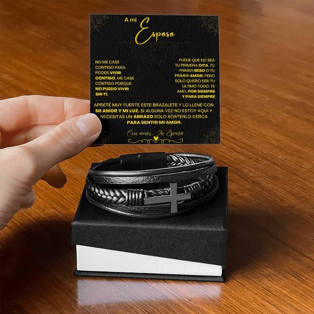 Pulsera de Cuero Cruzada para Hombre (Esposo): Un Regalo de Amor y Elegancia Jewelry/bracelet 