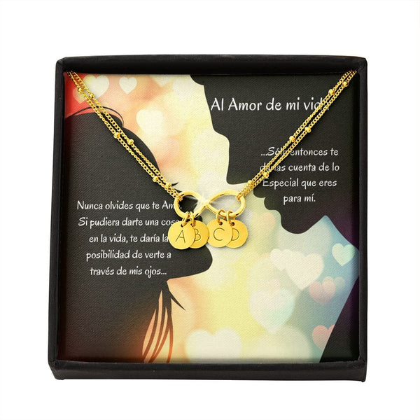 Pulsera para el Amor de tu Vida - Pulsera infintito con letras, escoge entre 1 y 4 letras Jewelry Gold Dipped Bracelet + 4 Charms 