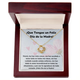 ¡Que Tengas un Feliz Día de la Madre! Collar Para Mamá Nudo de Amor (LoveKnot) Jewelry ShineOn Fulfillment Acabado en Oro Amarillo de 18 quilates Caja de Lujo Madera Con Luz led 