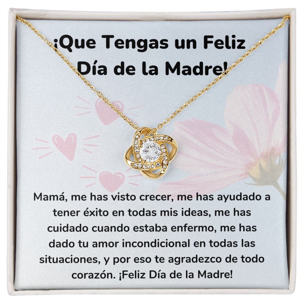 ¡Que Tengas un Feliz Día de la Madre! Collar Para Mamá Nudo de Amor (LoveKnot) Jewelry/LoveKnot Acabado en Oro Amarillo de 18 quilates Cajita Estándar (GRATIS) 