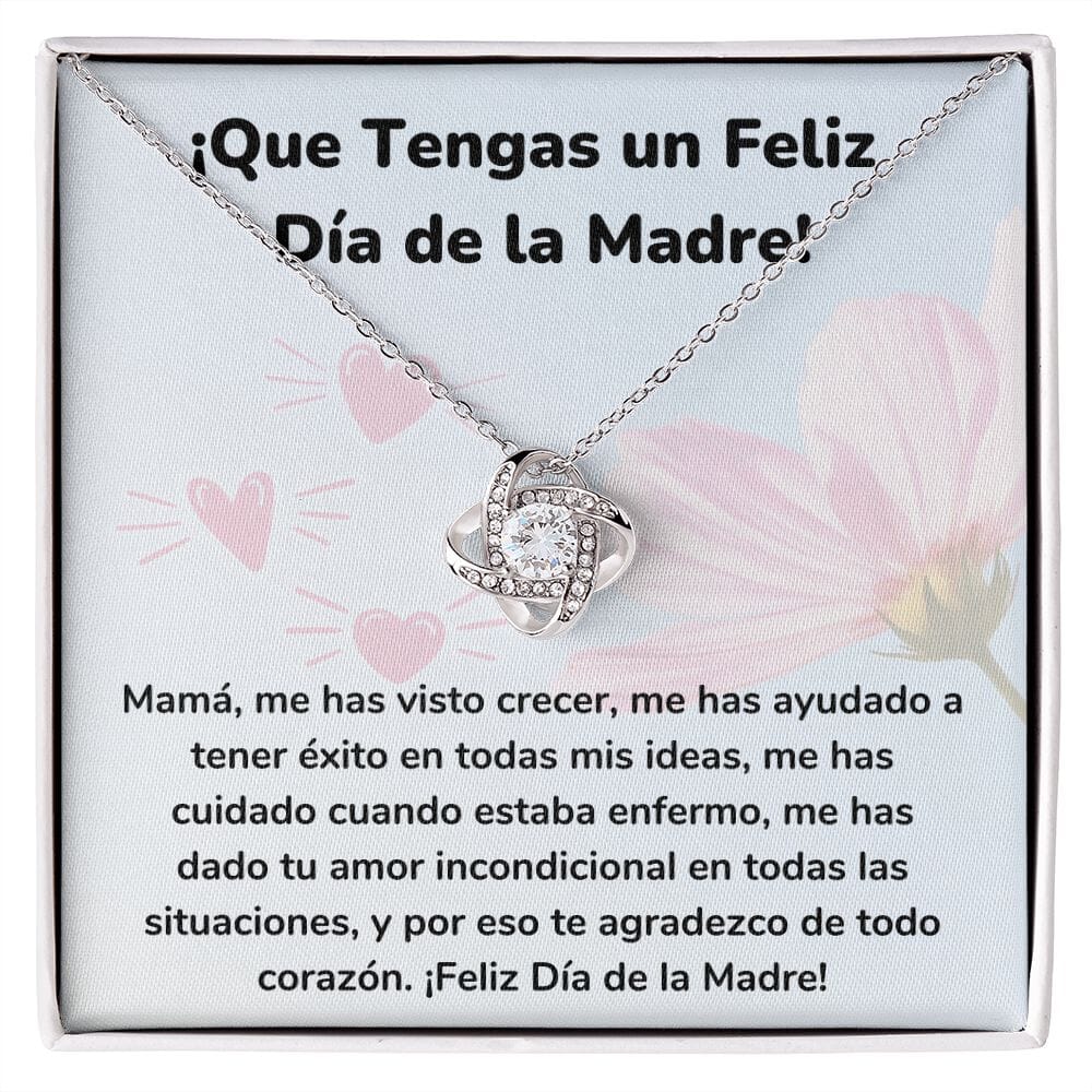 ¡Que Tengas un Feliz Día de la Madre! Collar Para Mamá Nudo de Amor (LoveKnot) Jewelry/LoveKnot Acabado en oro blanco de 14 k Cajita Estándar (GRATIS) 