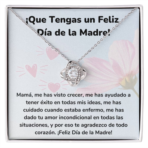 ¡Que Tengas un Feliz Día de la Madre! Collar Para Mamá Nudo de Amor (LoveKnot) Jewelry/LoveKnot Acabado en oro blanco de 14 k Cajita Estándar (GRATIS) 