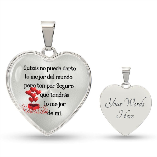 Quizás no pueda darte lo mejor del mundo, Collar en forma de Corazón Jewelry Collar de lujo (plata) Yes 