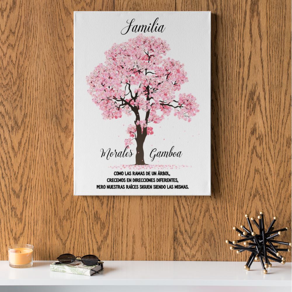 "Raíces Familiares" – Cuadro Personalizado con Árbol Genealógico y Apellidos Canvas 