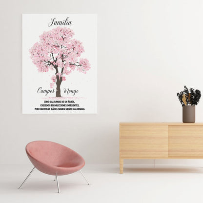 "Raíces Familiares" – Cuadro Personalizado con Árbol Genealógico y Apellidos Canvas 