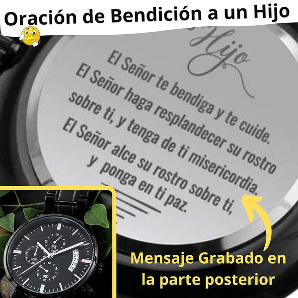 Regalo con Oración de Bendición y Protección para Un Hijo - Reloj de Acero Inoxidable Jewelry/Watch Caja Estándar Incluida 