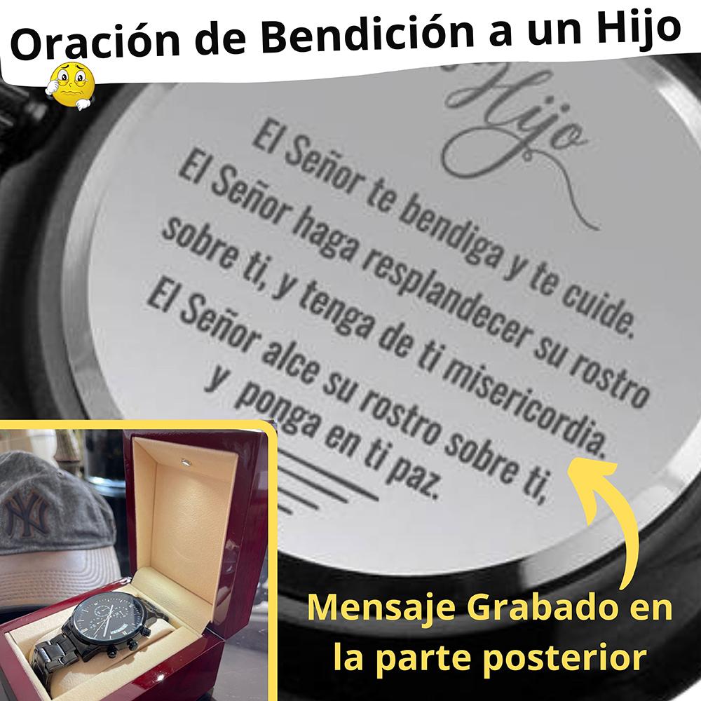 Regalo con Oración de Bendición y Protección para Un Hijo - Reloj de Acero Inoxidable Jewelry/Watch 