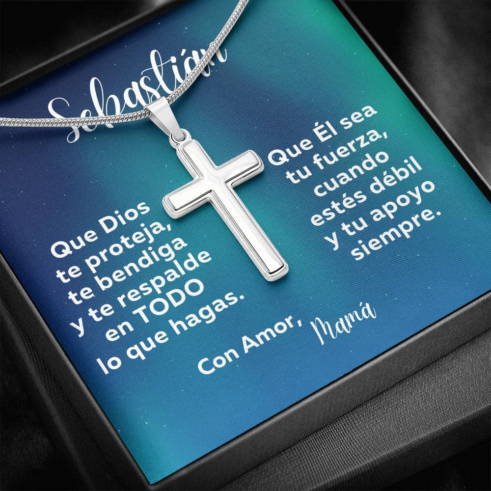 Regalo con un significado especial - Que Dios te proteja…… Collar con Cruz y tarjeta personalizada. Jewelry ShineOn Fulfillment 