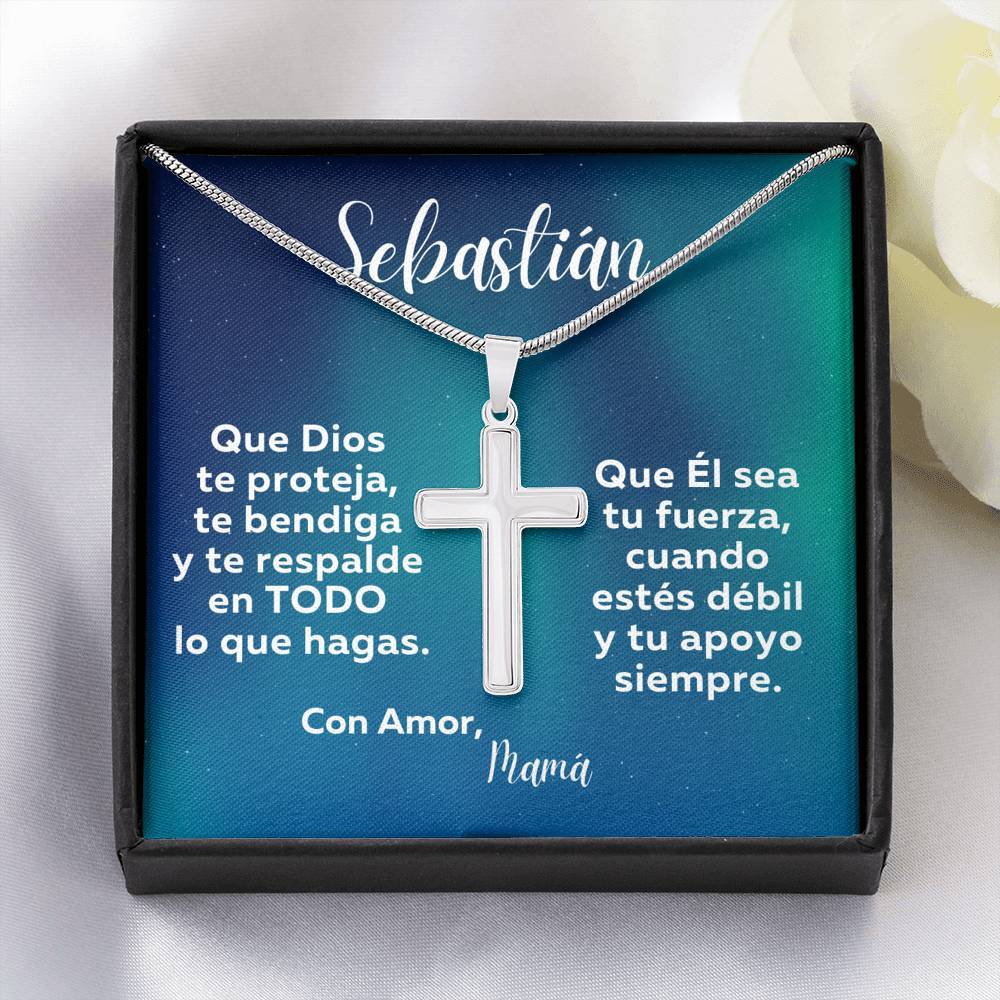 Regalo con un significado especial - Que Dios te proteja…… Collar con Cruz y tarjeta personalizada. Jewelry ShineOn Fulfillment Caja Estándar de Regalo 