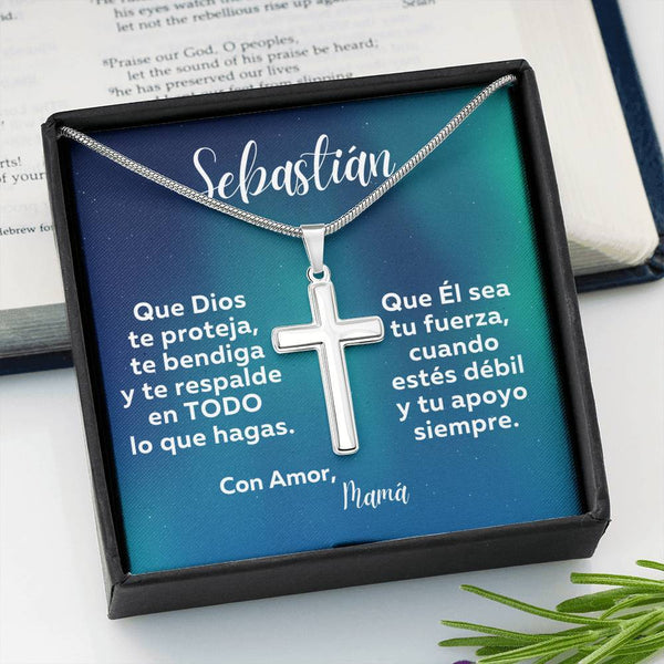 Regalo con un significado especial - Que Dios te proteja…… Collar con Cruz y tarjeta personalizada. Jewelry ShineOn Fulfillment 