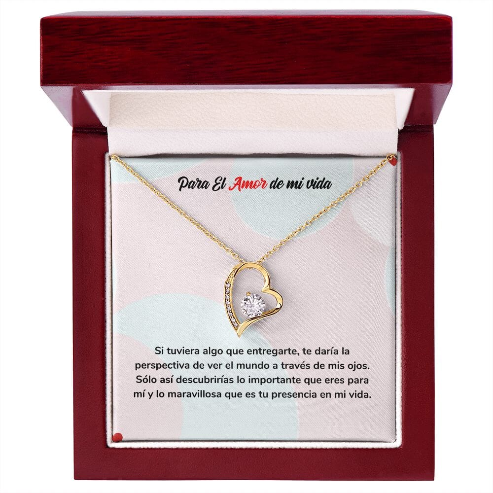 Regalo de Amor Eterno - Collar para el Amor de mi Vida Jewelry ShineOn Fulfillment Acabado en Oro Amarillo de 18 quilates. Cajita de Lujo con Luz Led 