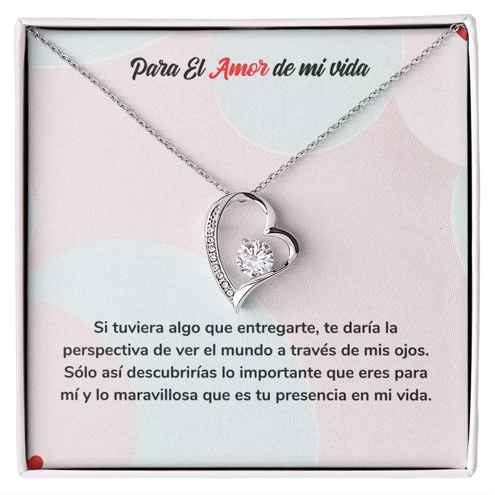 Regalo de Amor Eterno - Collar para el Amor de mi Vida Jewelry Acabado en oro blanco de 14 k Cajita Estandard (Gratis) 
