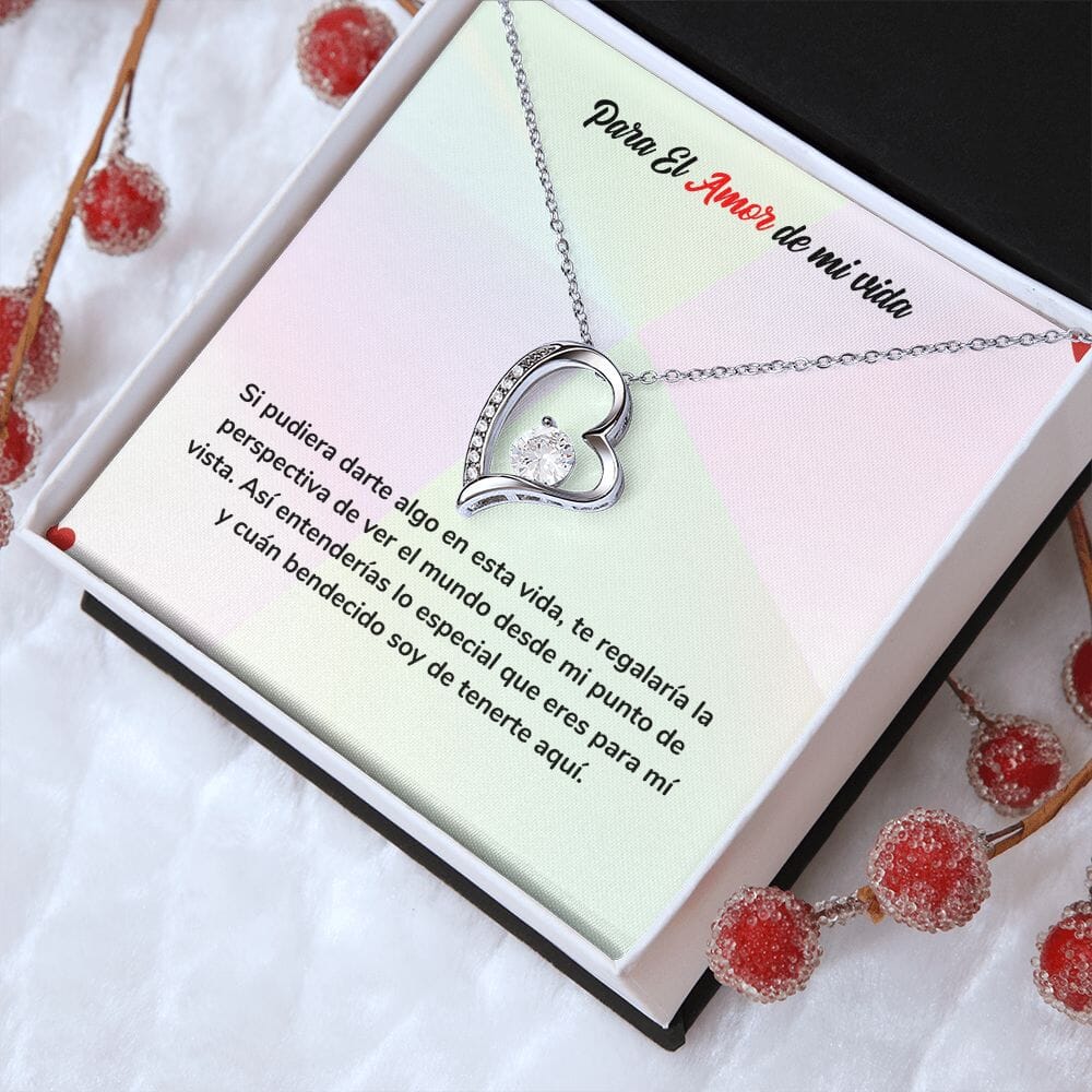 Regalo de Amor para Siempre - Collar de Amor Eterno Jewelry Acabado en oro blanco de 14 k Cajita Estandard (Gratis) 