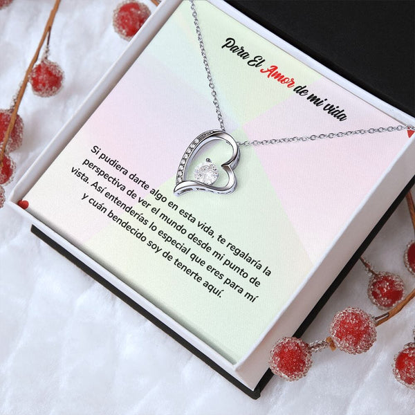 Regalo de Amor para Siempre - Collar de Amor Eterno Jewelry Acabado en oro blanco de 14 k Cajita Estandard (Gratis) 