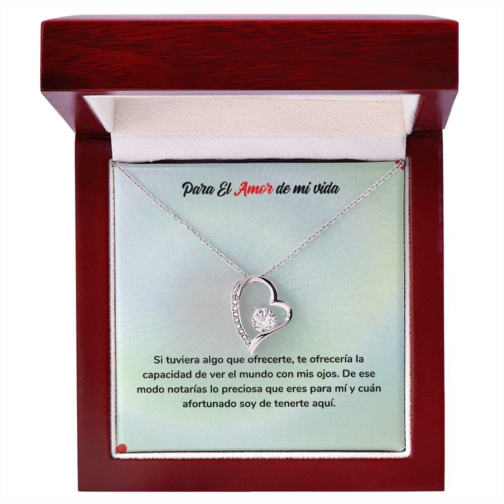Regalo de Amor para Siempre - Collar de Amor Jewelry Acabado en oro blanco de 14 k Cajita de Lujo con Luz Led 
