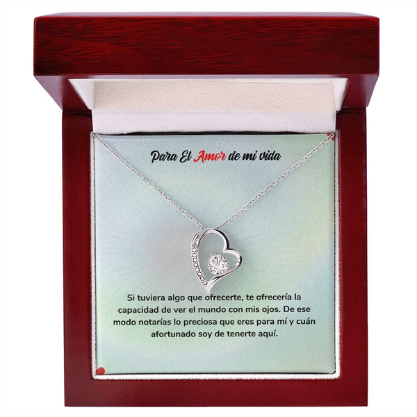 Regalo de Amor para Siempre - Collar de Amor Jewelry Acabado en oro blanco de 14 k Cajita de Lujo con Luz Led 