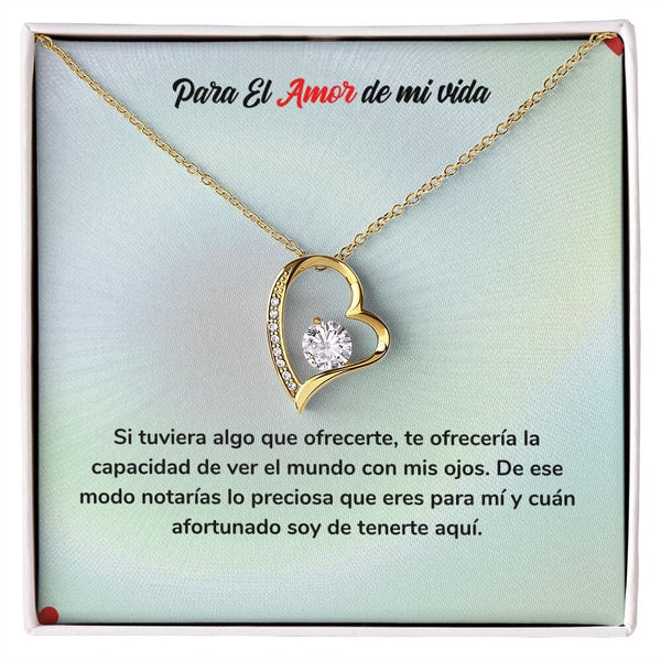 Regalo de Amor para Siempre - Collar de Amor Jewelry Acabado en Oro Amarillo de 18 quilates. Cajita Estandard (Gratis) 